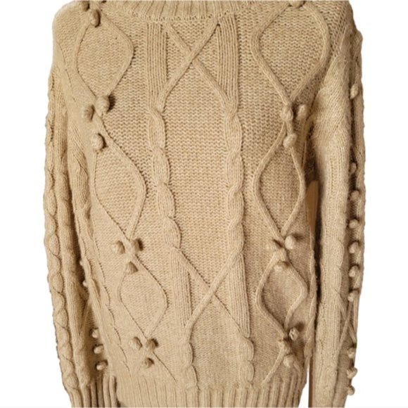 Cupcakes and Cashmere mock neck cable knit pompom sweater size medium - Picture 3 of 14